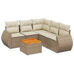 vidaXL Salon de jardin avec coussins 6 Pièces beige résine tressée