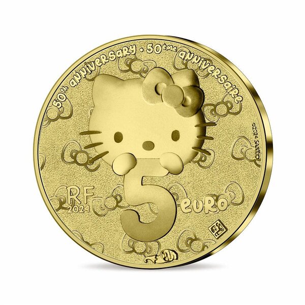 Hello Kitty 記念硬貨 Monnaie de Paris Hello Kitty Monnaie de 5€ Or 1/2 g - Anniversaire - La Poste