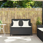 vidaXL Banc de rangement de jardin avec coussin noir résine tressée