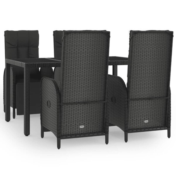 vidaXL Ensemble à manger de jardin coussins 5Pièces Noir Résine tressée