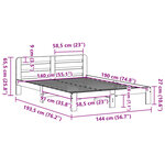 vidaXL Cadre de lit sans matelas cire marron 140x190cm bois pin massif