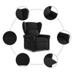 vidaXL Fauteuil inclinable noir tissu
