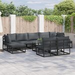 vidaXL Ensemble de canapé de jardin 9 Pièces Noir 353 x 141.5 x 71 cm