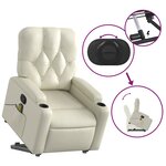 vidaXL Fauteuil inclinable de massage Crème Similicuir