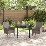 vidaXL Ensemble de salle à manger pour jardin 3 Pièces Gris Poly rotin