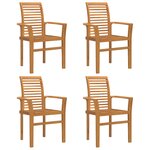 vidaXL Chaise de jardin empilable 4 Pièces en bois massif de teck