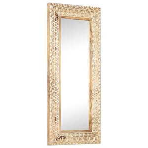 vidaXL Miroir sculpté à la main 110x50x2 6 cm Bois de manguier solide