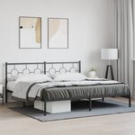 vidaXL Cadre de lit métal sans matelas avec tête de lit noir 200x200cm
