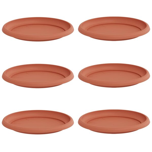 vidaXL Plateau à fleurs rond 6 pc Rouge brique Ø 23 5 x 2 5 cm