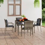 vidaXL Chaises de jardin avec coussins lot de 4 Résine tressée Gris