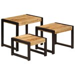 vidaXL Tables gigognes 3 Pièces Bois solide de manguier