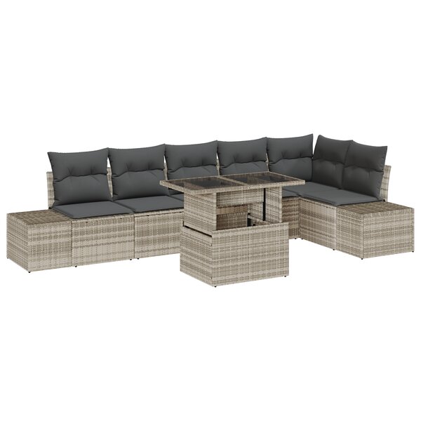 vidaXL Ensemble de canapés de jardin 7 pièces avec des coussins gris clair