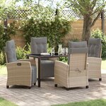 vidaXL Ensemble de salle à manger pour jardin 5 Pièces Beige polyrotin