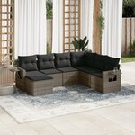 vidaXL Salon de jardin avec coussins 7 Pièces gris résine tressée