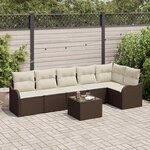 vidaXL Ensemble de canapé de jardin avec coussin 7 Pièces Gris Poly rotin