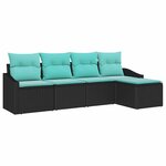 vidaXL Ensemble de Canapés avec coussin 5 Pièces Noir polyrotin