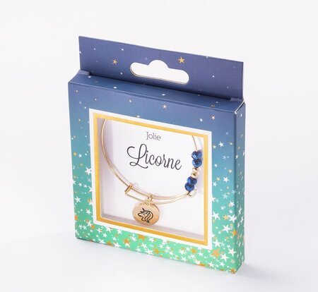 Bracelet licorne avec perles bleues