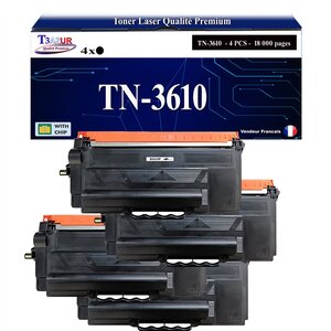 T3AZUR- 4x Toners compatibles avec Brother HL-L6410DN MFC-L6910DN TN-3610 XL Noir (25 000 pages)