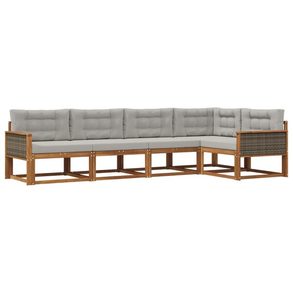 vidaXL Ensemble de canapés d'extérieur 5 Pièces Naturel et Gris clair