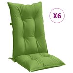 vidaXL Coussins de chaise à dossier haut lot de 6 vert mélangé tissu
