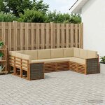 vidaXL Ensemble de canapé d'angle avec coussin 7 Pièces Naturel