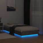vidaXL Cadre de lit sans matelas avec lumières LED gris béton 75x190cm