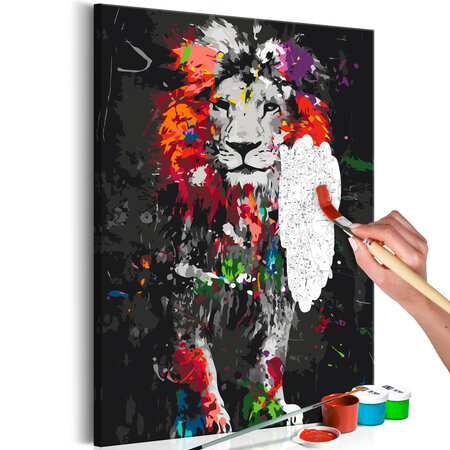 Tableau à peindre par soi-même - colourful animals: lion l x h en cm 40x60