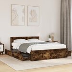 vidaXL Cadre de lit et tête de lit sans matelas chêne fumé 120x190 cm