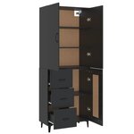vidaXL Buffet haut Noir 69 5x34x180 cm Bois d'ingénierie