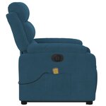 vidaXL Fauteuil inclinable de massage électrique bleu velours
