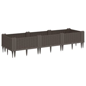 vidaXL Jardinière avec piquets marron 125x40x28 5 cm PP