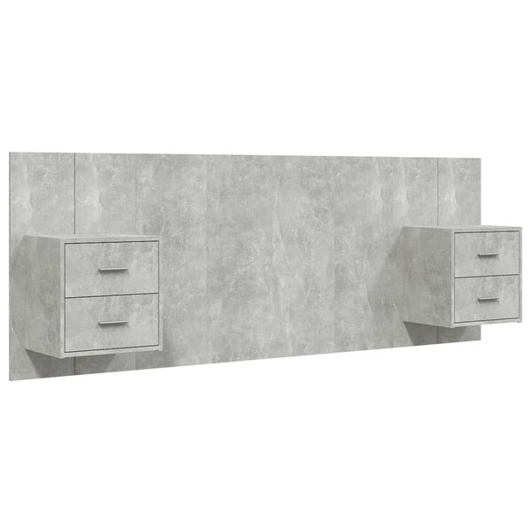 vidaXL Tête de lit avec armoires Gris béton Bois d'ingénierie