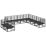 vidaXL Ensemble de canapé de jardin avec coussin 9 Pièces Noir Aluminium