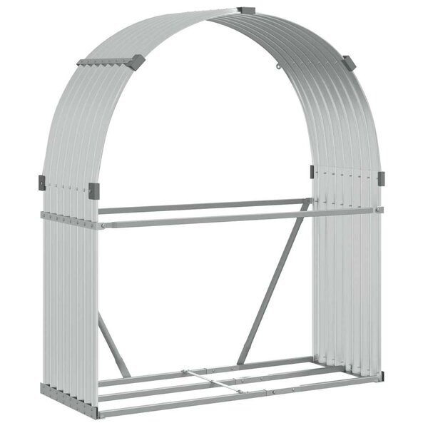 vidaXL Porte-bûches argenté 120x45x140 cm acier galvanisé