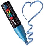 Marqueur Posca Bleu métal PC8K Pointe large biseautée