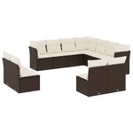 vidaXL Salon de jardin et coussins 11 Pièces marron résine tressée