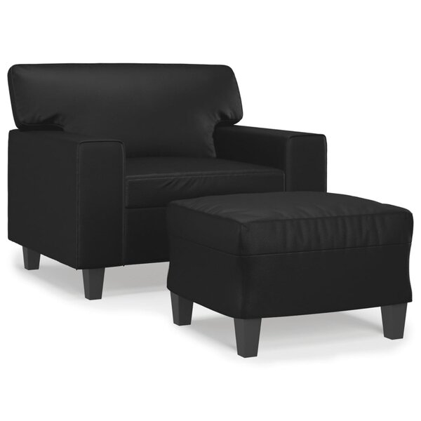 vidaXL Fauteuil avec repose-pied Noir 60 cm Similicuir