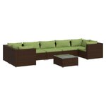 vidaXL Salon de jardin 8 Pièces avec coussins résine tressée marron