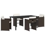 vidaXL Ensemble de salle à manger de jardin 5 pièces avec coussins marron poly rattan