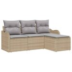 vidaXL Ensemble de canapé de jardin 4 Pièces Beige Poly rotin