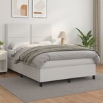 vidaXL Sommier à lattes de lit avec matelas Blanc 140x200cm Similicuir