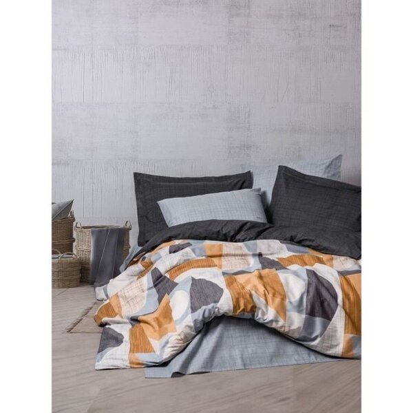Parure de lit - housse de couette 220 x 240 + 2 taies d'oreiller 60 x 60 coton renforcé - Gris