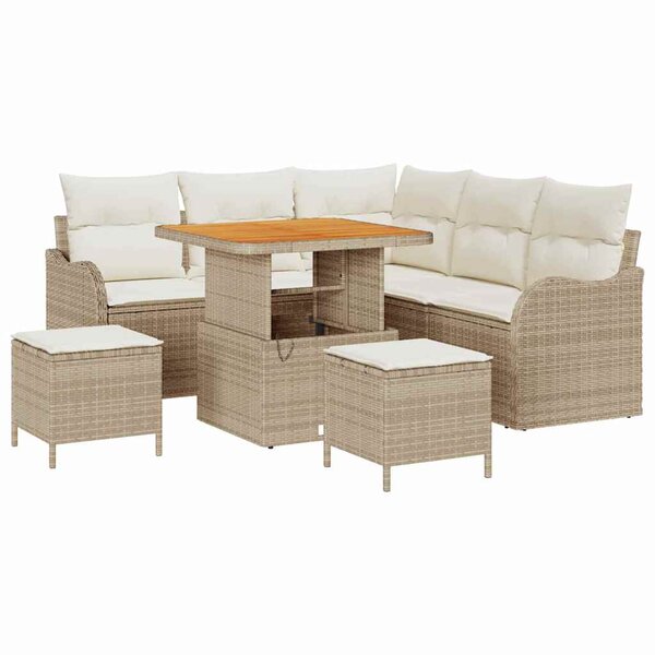 vidaXL Ensemble de canapé de jardin 8 Pièces Beige polyrotin
