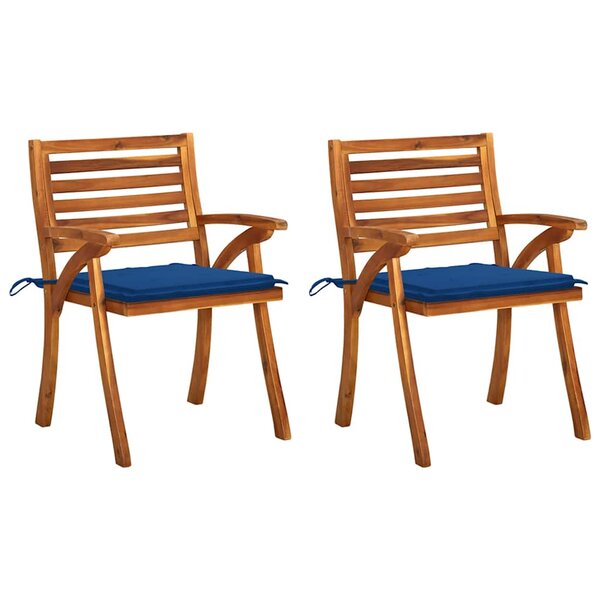 vidaXL Chaises à manger de jardin avec coussins lot de 2 Acacia massif