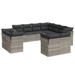 vidaXL Salon de jardin 11 Pièces avec coussins gris clair résine tressée