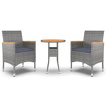 vidaXL Ensemble à manger de jardin 3 Pièces Résine tressée Gris