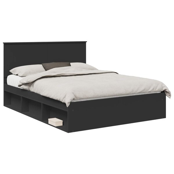 vidaXL Cadre de lit Noir 150 x 200 cm Bois de pin massif