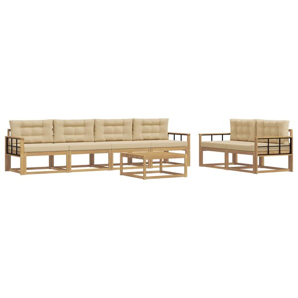vidaXL Ensemble de canapés d'extérieur 6 Pièces Blanc et Beige