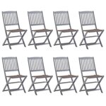vidaXL Chaises pliables d'extérieur lot de 8 et coussins Bois d'acacia
