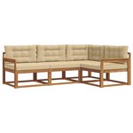 vidaXL Ensemble de canapés d'extérieur 4 Pièces Naturel et Beige